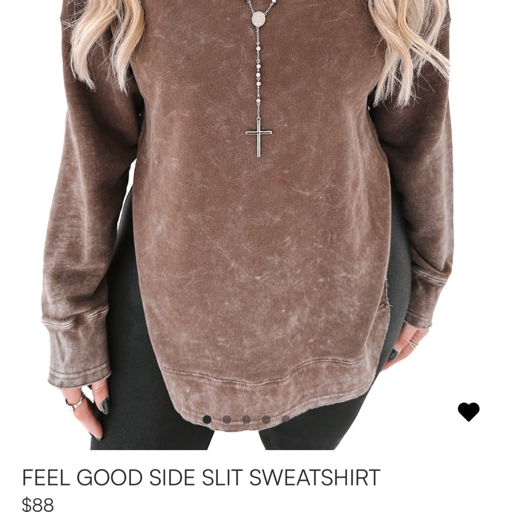 Pebby Forevee Feel Good Side Slit Sweatshirt Brown